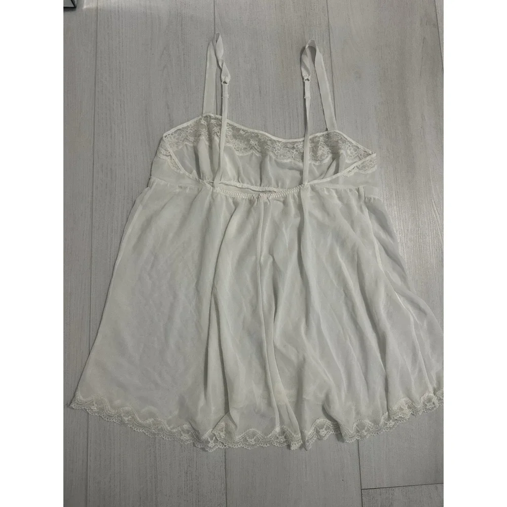 Vintage Victoria's Secret Babydoll Lingerie Sz‎ L  Ivory Sheer